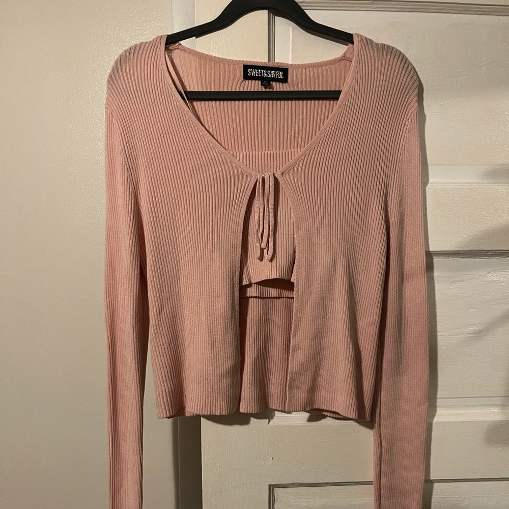 Ribbed Knit Two Piece Top